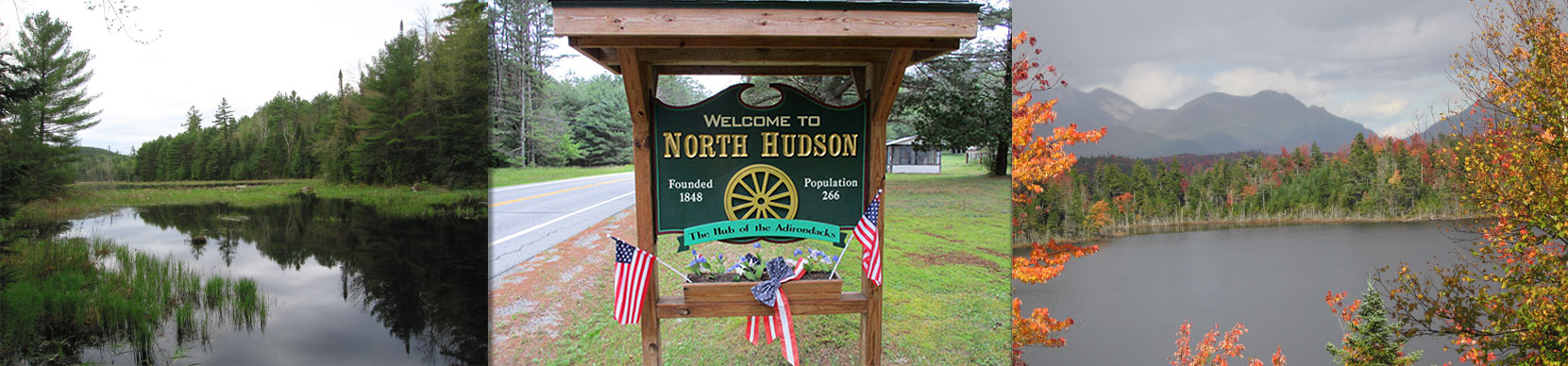 Welcome to North Hudson NY sign - Boreas Pond - East Mill Flow, Round, Trout