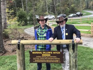 North Hudson NY Frontier Town ribbon cutting -- hitching post -- Supervisor Ron Moore